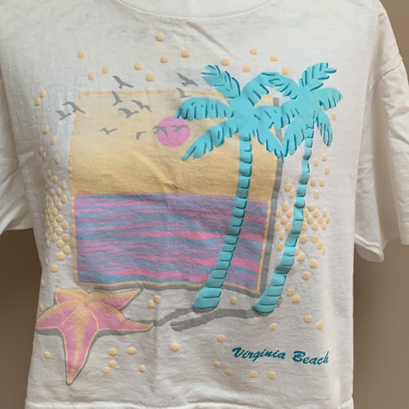 EUC Vintage Anvil Virginia Beach Cropped T One Size - Picture 2 of 5